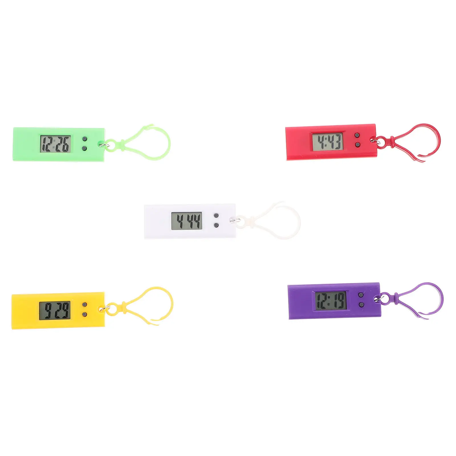 5Pcs Electronic Keyring Pocket Watches Small Hanging Clip-on Watches for Kids Students Watch Easy Carry