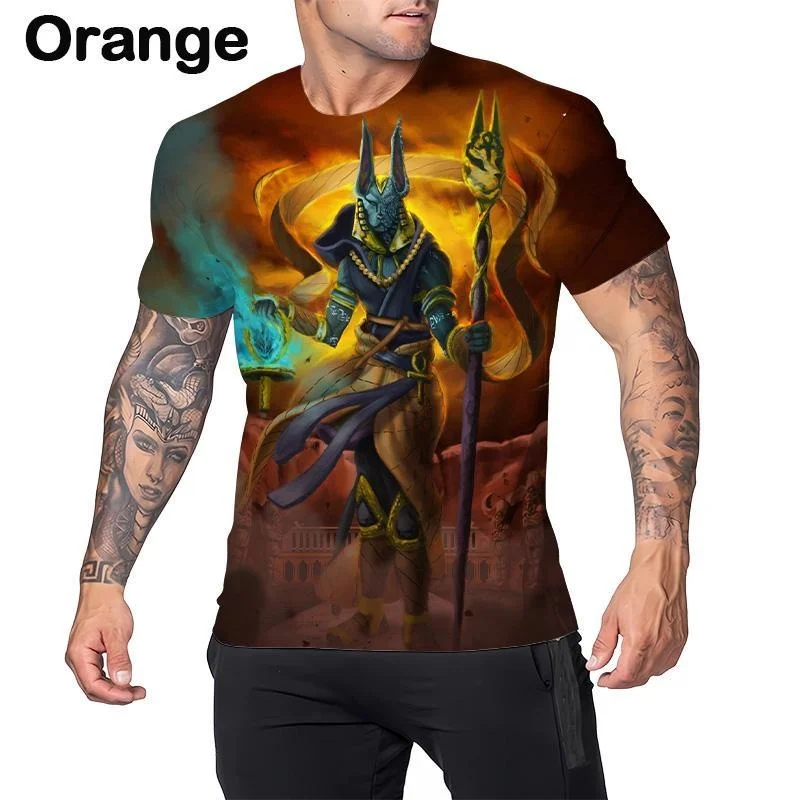 Fashion Personality Short Sleeve Egypt 3D Anime Anubis Printing T Shirt Street Cool T-shirt Casual Tops