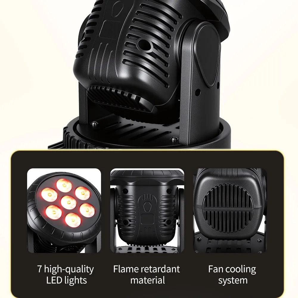Moving Head Par Light RGBW Stage Lighting DJ Lights 7 x 8W LED Beam Spotlight 9/14 CH with DMX for Party Bar Christmas Disco