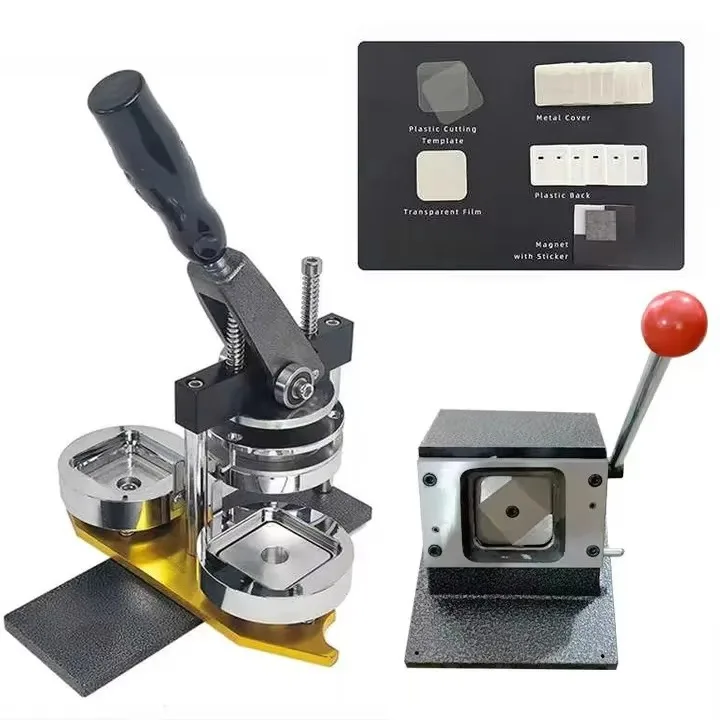 55*55mm Manual Fridge Magnet & Metal Tinplate Badge Making Machine with Mold Plastic Button for Creative Home & Office