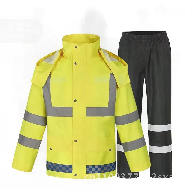 

300D тканевый плащ из ткани Оксфорд, светоотражающий костюм для предотвращения наводнения и спасения, толстый водонепроницаемый походный дождевик, размеры для взрослых