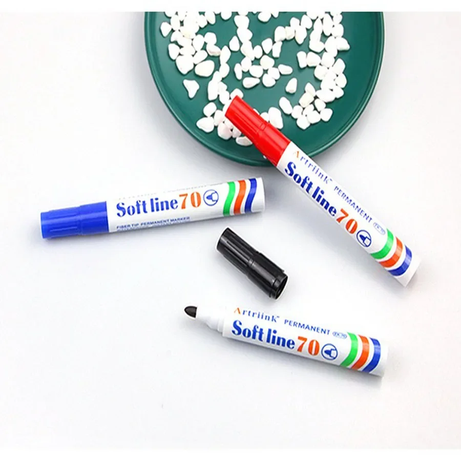 6PCS Oily Marking Pen, Quick-Dry Large Tip Red, Blue Black, Express Delivery Quick Drying Cardboard Express Delivery, Packaging