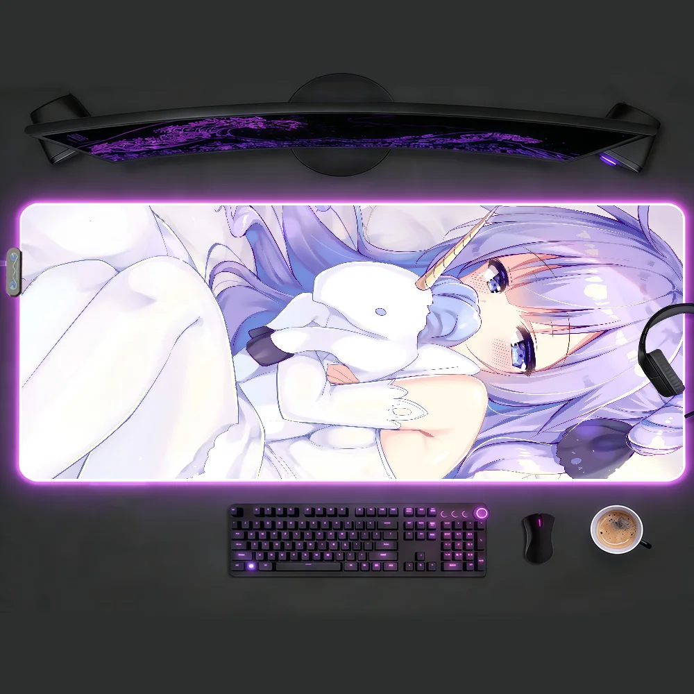 Unicorn Azur Lane Mouse Pad RGB LED Non-slip Desk Mat Rubber Gaming Accessories Large XXL Computer Office Keyboard Carpet