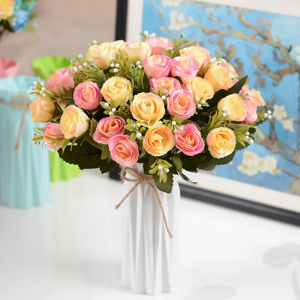 

3 Pcs Plastic Vase Hemp Rope Paper Folding Fashion Adornment Flower Arrangement Container Creative Design