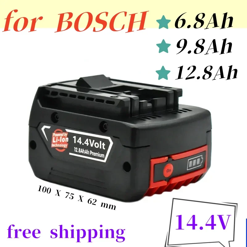 

Free delivery 14.4V12800mAh rechargeable lithium-ion battery pack suitable for Bosch cordless drill screwdriver BAT607 BAT614G