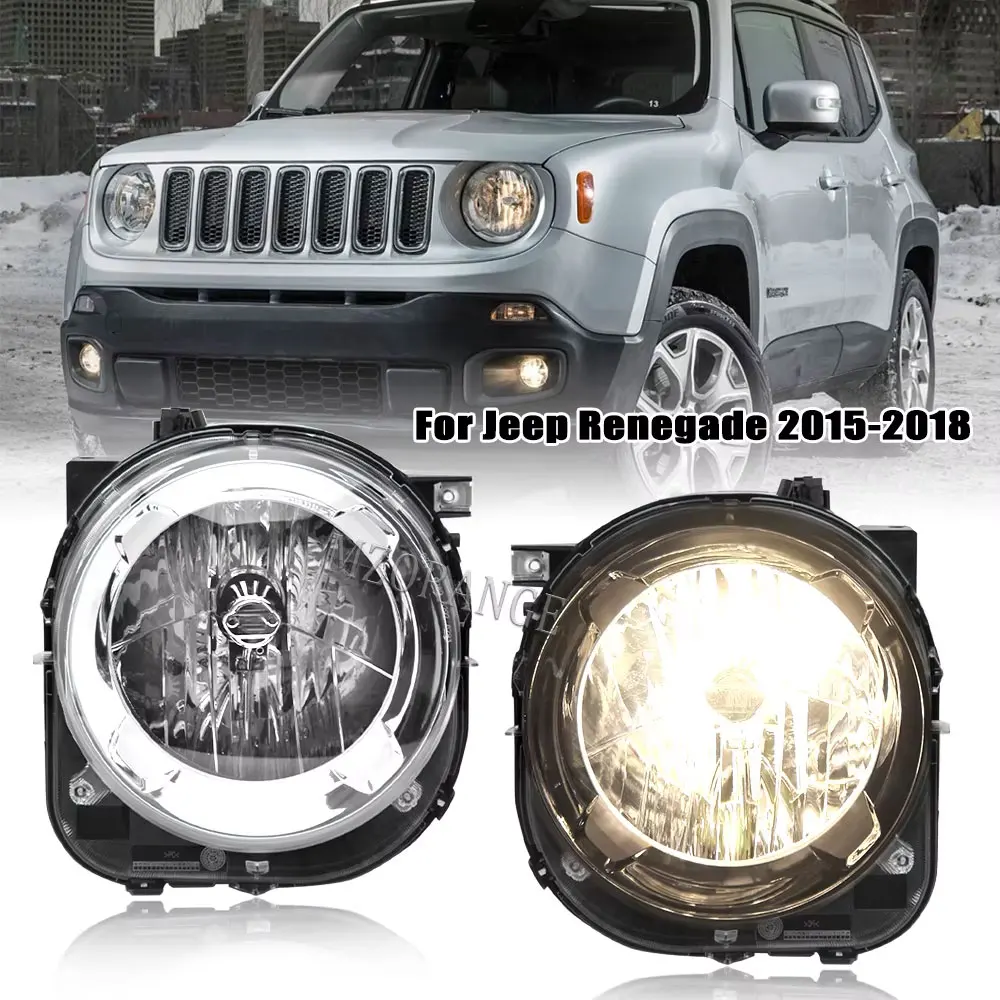 

New Halogen Headlight For JEEP Renegade 2015 -2018 DRL Running Lights Beam Headlights Foglights Auto Head Lamp Car Accessories