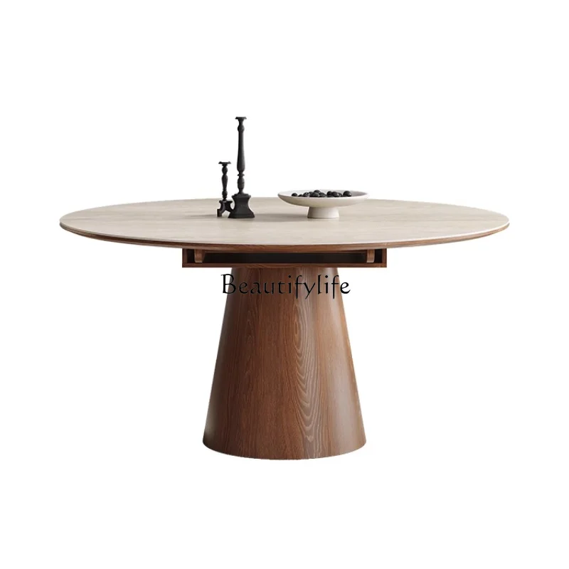 French Retro Multi-Functional Cave Stone Stone Plate Dining Table Household Foldable Retractable Square round