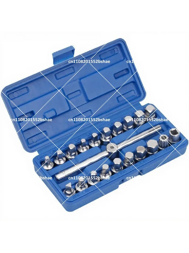

21PCS Oil Drain Plug Socket Set, 3/8-Inch Drive Sliding T-Bar Wrench, Oil Pan Screw Removal Kit