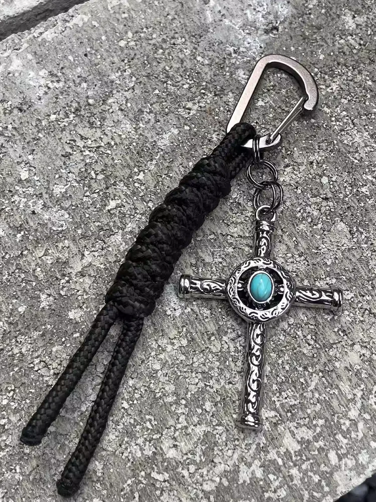 

New Arrival Metal Cross Keychain Bag Pendant Car Keychain Necklace For Man Or Women Gift