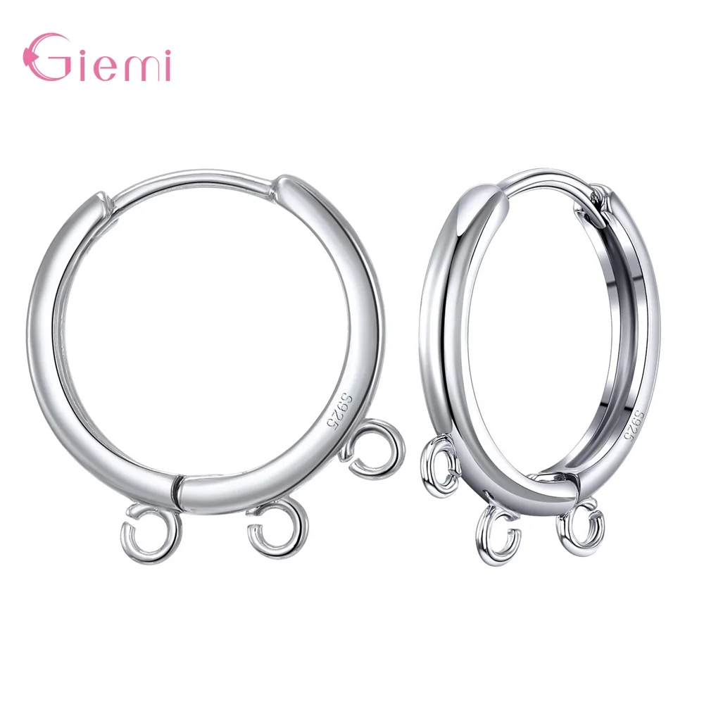 Three Holes Round Earrings Hooks 925 Sterling Silver DIY Jewelry Accessories Handmade Making Components Earrings 17mm