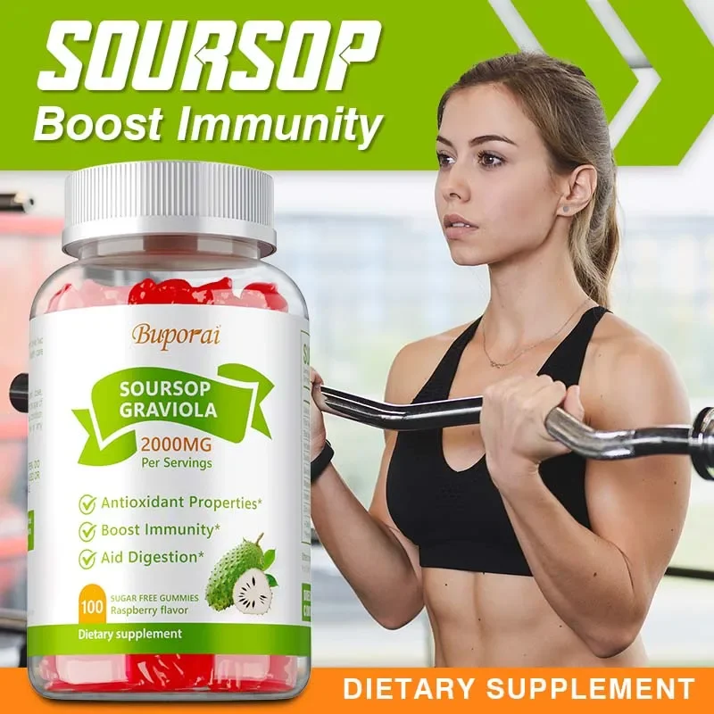 Soursop Graviola Gummies 2000Mg - Antioxidant Protection, Promotes Cell Regeneration & Repair, Enhances Immunity, Aids Digestion