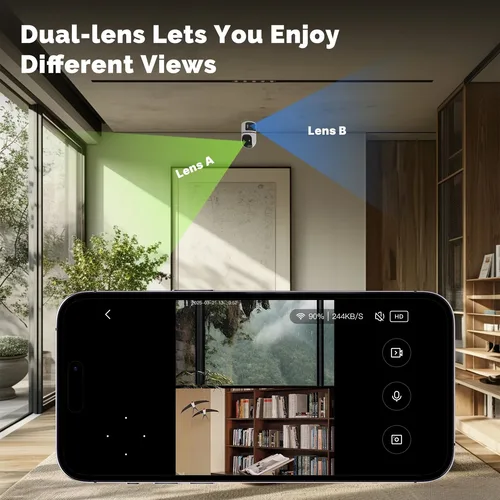 Imagen 2 del producto Cámara IP WiFi YOOSEE 4K 8MP con Doble Lente, Detección de Movimiento, Seguimiento Automático, Visión Nocturna en Color, Onvif, CCTV, Zoom Digital 10X