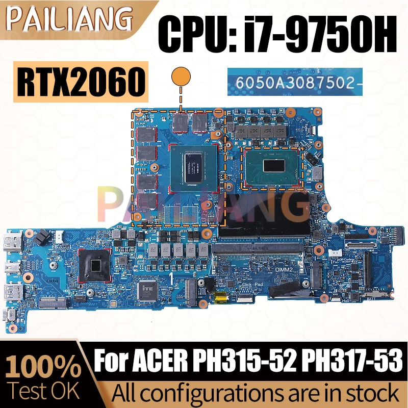 Imagem -02 - Placa-mãe do Portátil para Acer Ph31552 Ph317-53 6050a3087502 I7-9750h Rtx2060 Rtx1660ti Testado Completamente