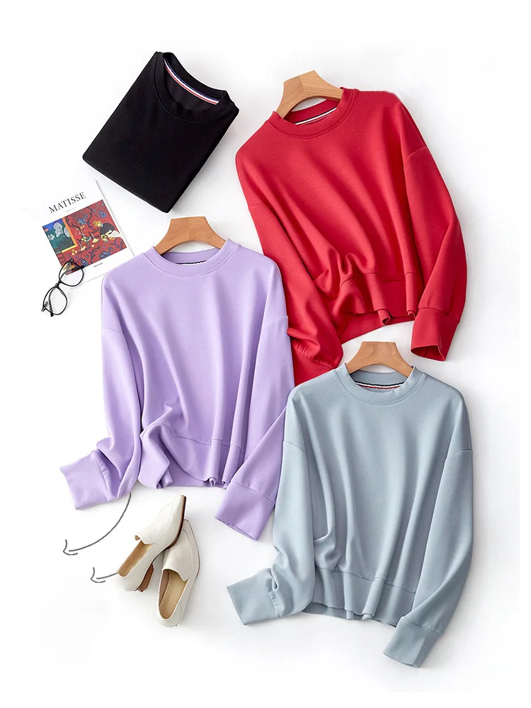 Felpe con cappuccio SuyaDream donna primavera felpe con scollo a v in misto viscosa con spalle scoperte Pullover Basic 2022