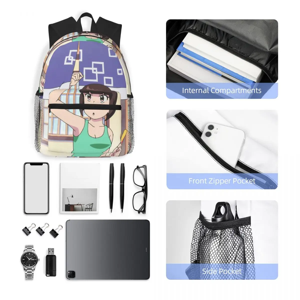 アニメらんま 12 ナビキ天道学生バックパックスクールバッグハイキング旅行デイパック少年少女ファッションランドセルショルダーバッグ