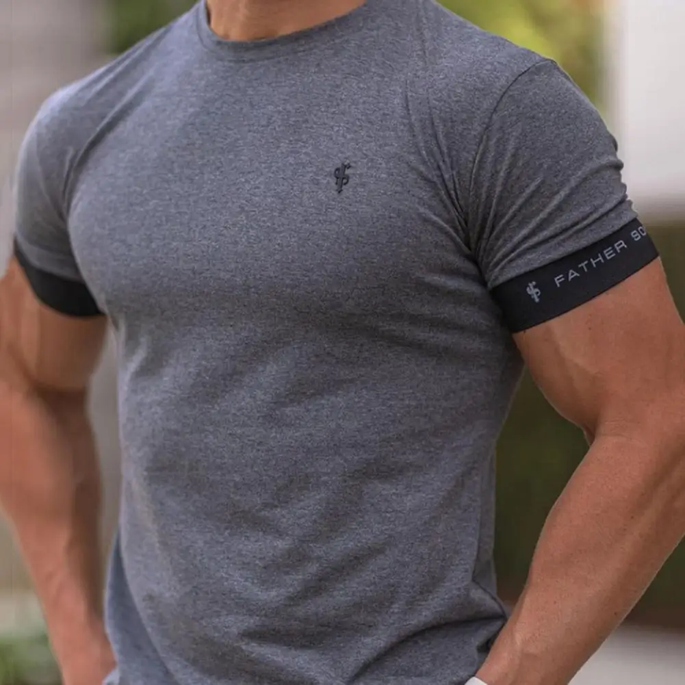 Summer Casual Men Running T-Shirts Gym Fitness Training New Male O-Neck Printed High Quality Sports T-Shirts Oversized Tops