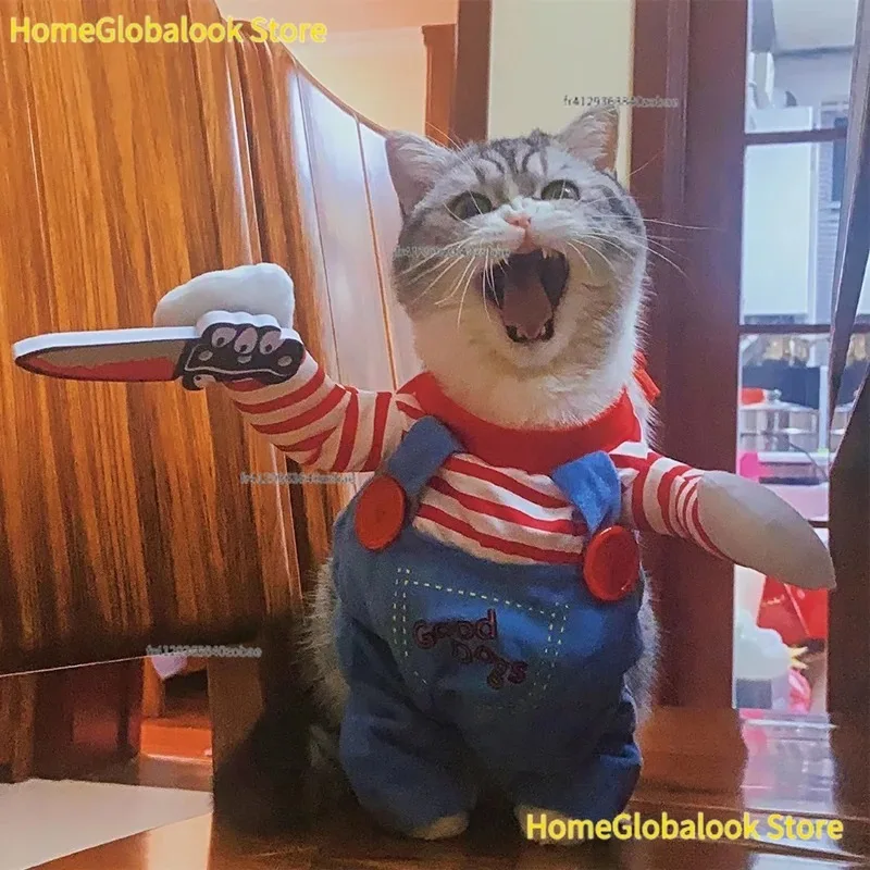 Lustige Halloween-Cosplay-Haustierkleidung, weiche, warme, bequeme Overalls, kreatives Partykostüm für kleine und mittelgroße Hunde, Katzen, Kätzchen, Welpen, Feiertags- und Karnevalskostüme für