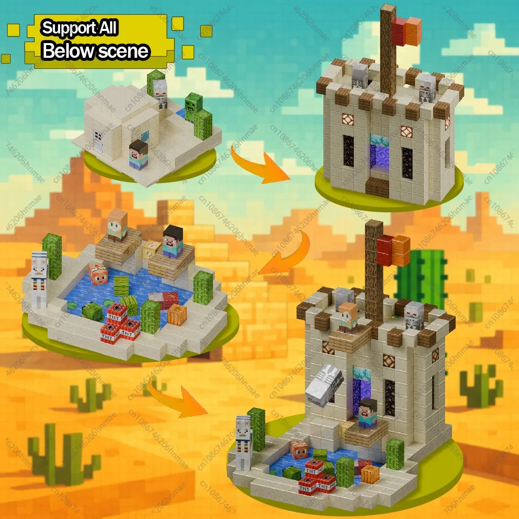 Blocs de construction magnétiques boîte de rangement ensemble couvercle peut contenir des figurines aimant Cube brique Pixel style modèle plaque de base jouets garçon enfant cadeau
