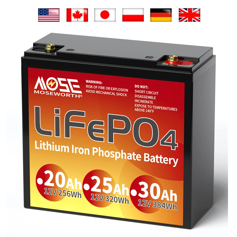 

12V 25Ah LiFePO4 Lithium Battery Rechargeable Built-in BMS Deep cycle Supply Series Parallel Perfect for Riding Toys Scooter