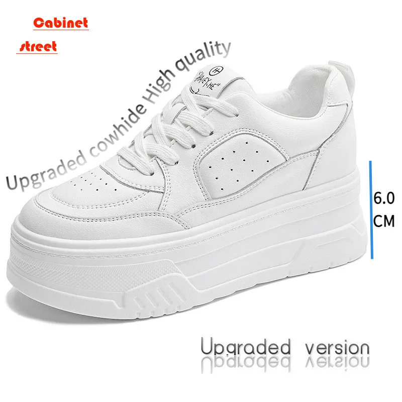 

2024 Women's Flat Shoes Increase Muffin Thick Sole Small White Shoes Women's Leather All Match Light Sports Casual Shoes