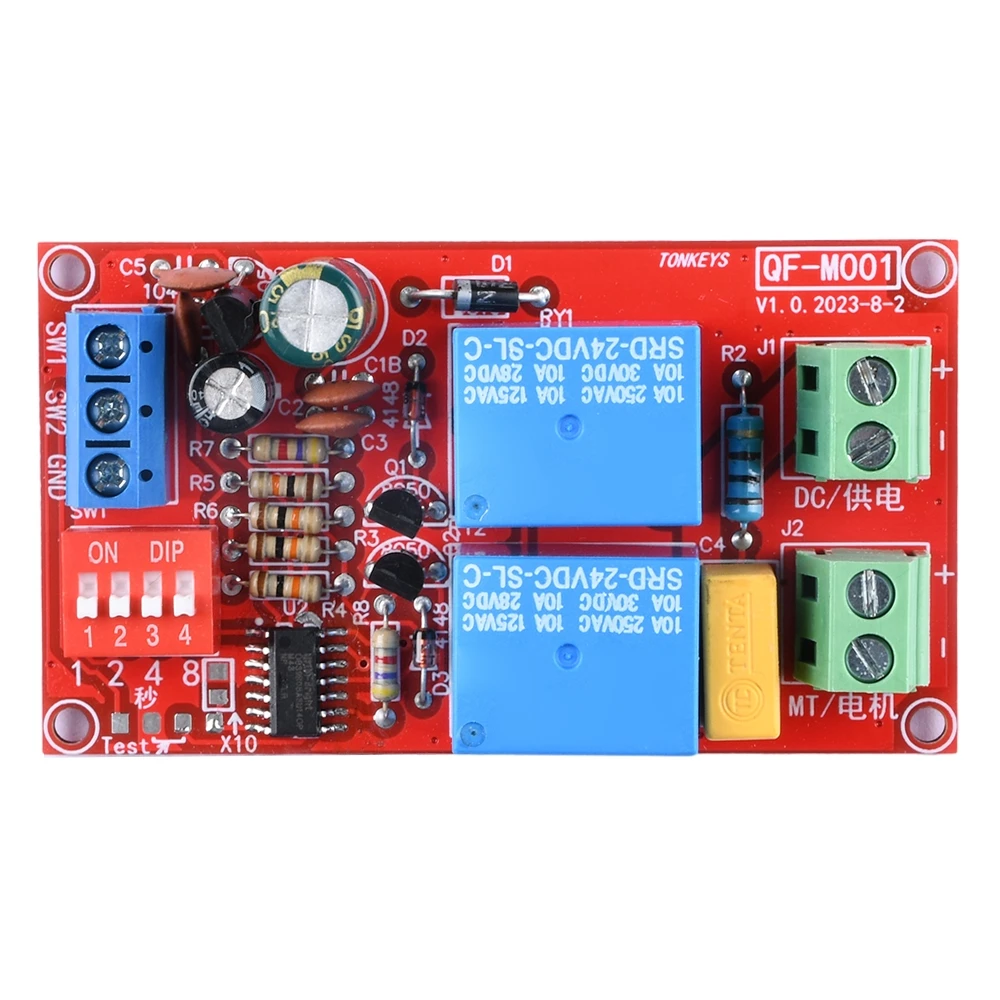 5V/12V/24V 10A Power-On Switching DC Motor Reversing Relay Module for Solenoids, Electric Actuators and Motors