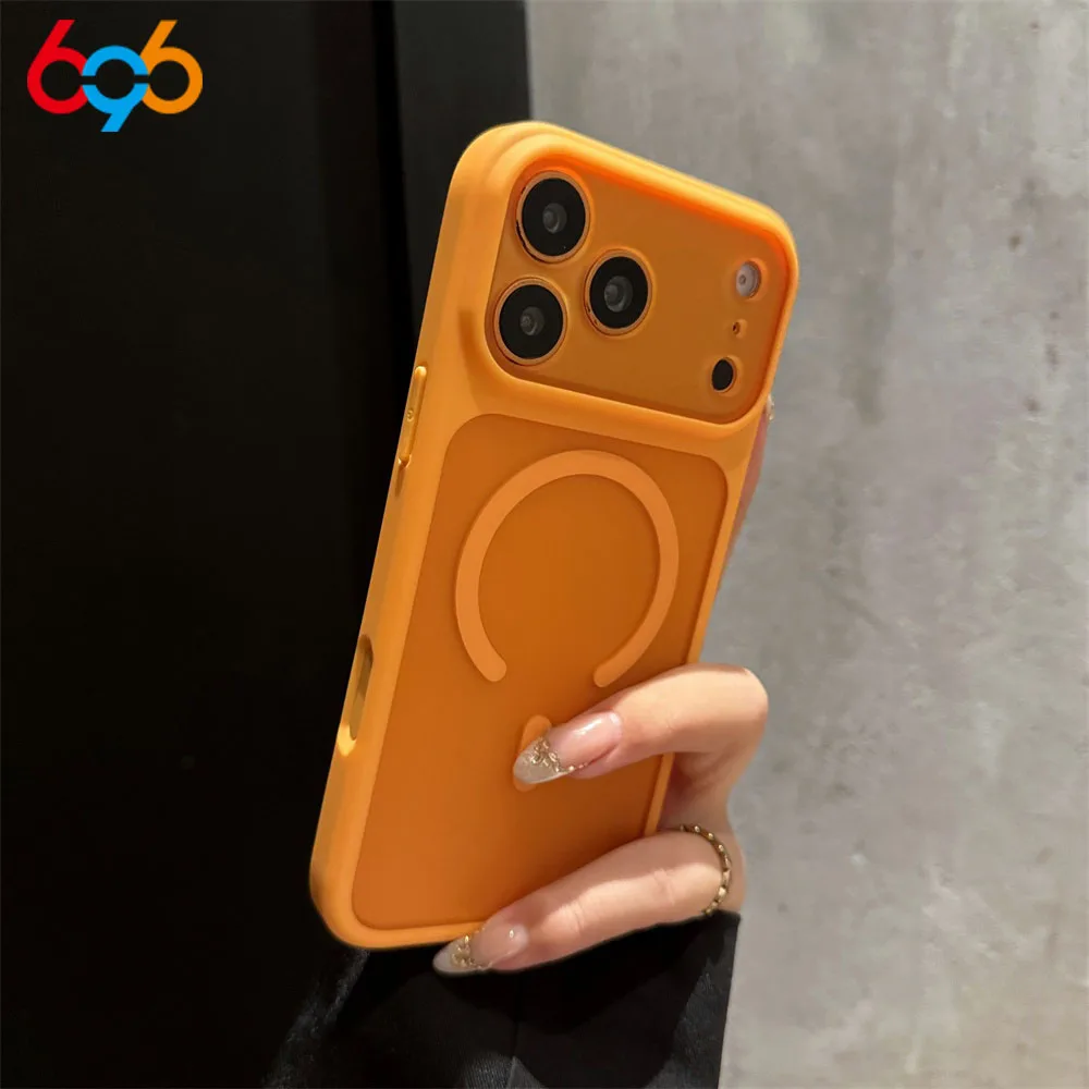 

2&1 Lens Frame Bracket Magnetic Charging Phone Case For IPhone 17 Pro Max 16promax 15/14/13 TPU+PC Matte Frosted Cover Protect