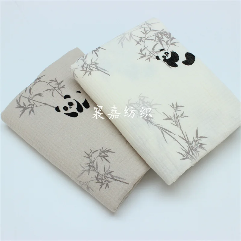 

New Baby Cotton Double Gauze, Crepe, Cartoon Panda, Children's Pajamas, Quilts, Blanket Fabrics