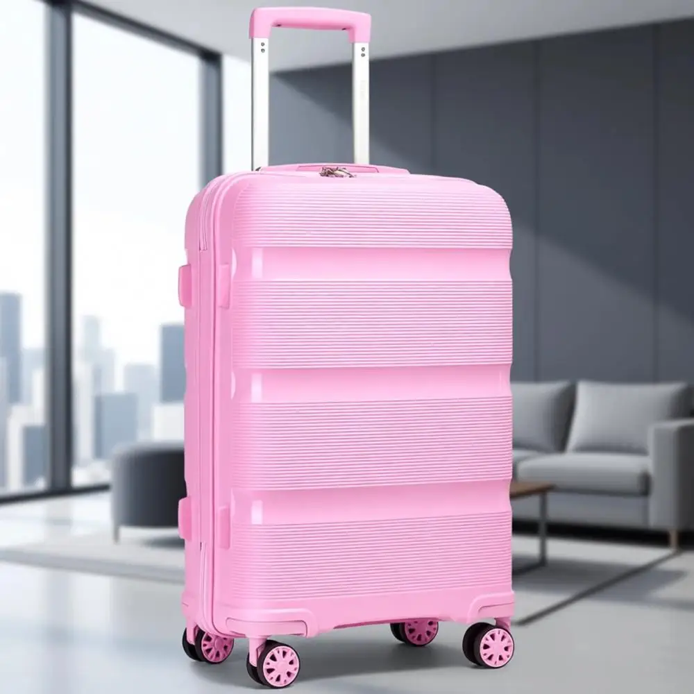 

24 Inch Medium Hard Shell Travel Trolley with 4 Spinner Wheels, TSA Lock, Pink
