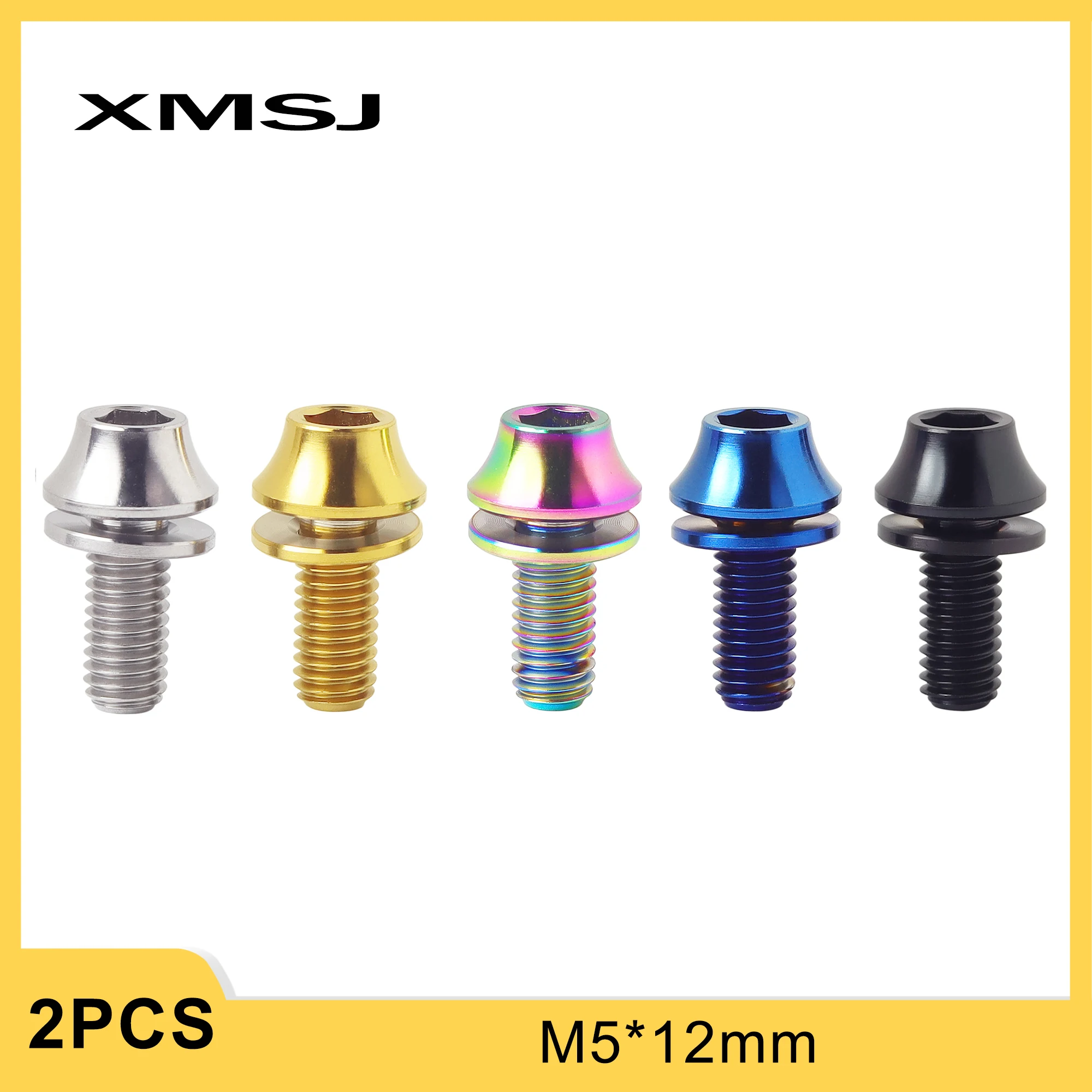 XMSJ Titanium M5x12mm Bicycle Bottle Cage Bolts Bike Holder Screw Water Fixed Screw Air Pump  Bracket TC4 Kettle Stand Fixing