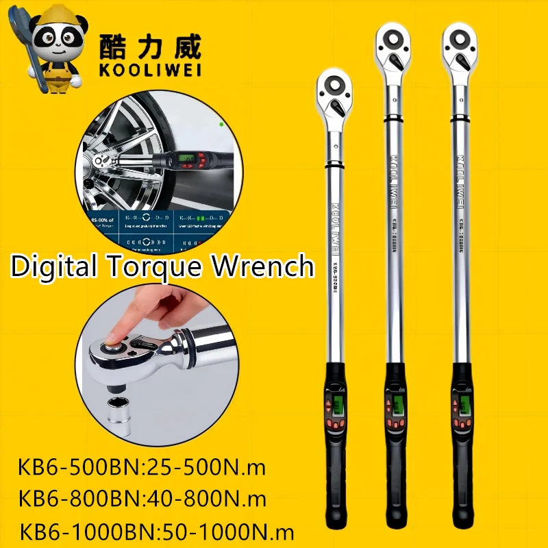 KOOLIWEI KB6‑500BN/800BN/1000BN Digital Torque Wrench 3/4" Drive 25‑1000N.m ±2% 999Mem Anti‑Overload Heavy‑Duty Hand Tool