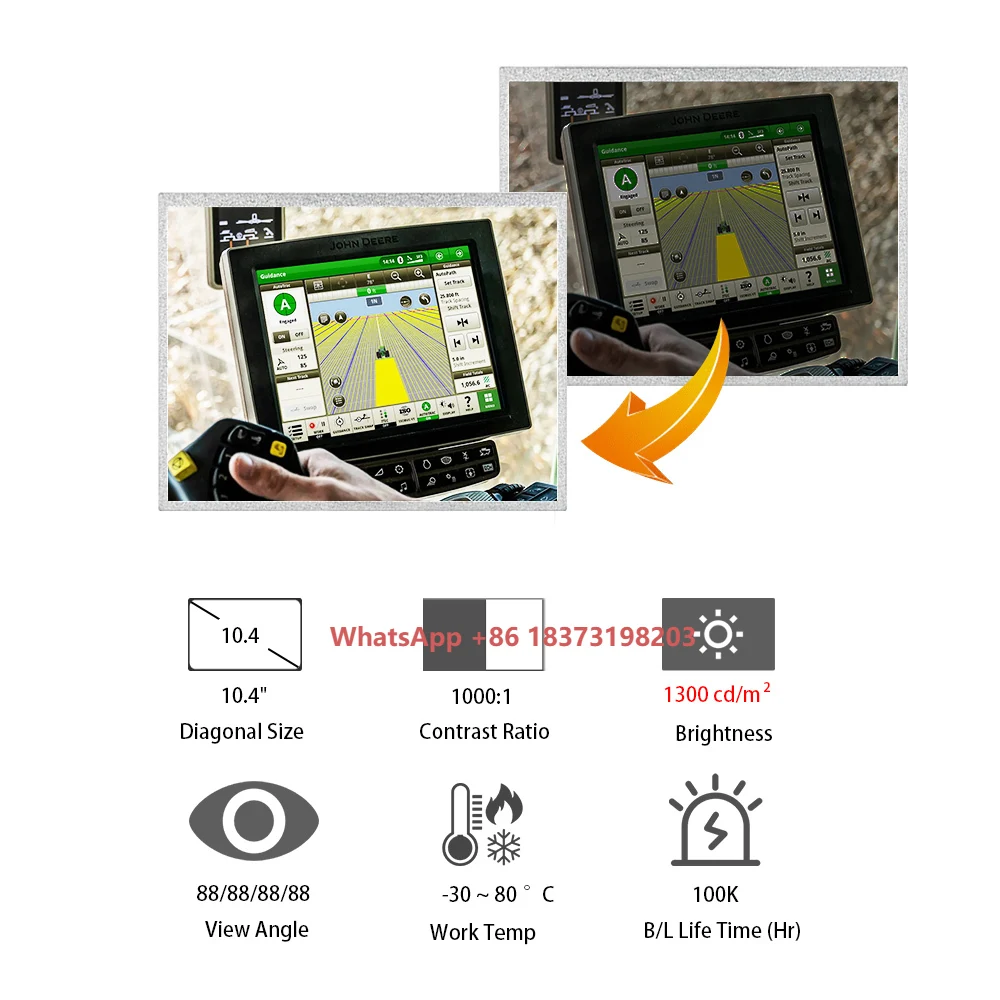

TIANMA 10.4'' 1024x768 LCD Panel P1040XGF1MA00 Sunlight Readable Agriculture Navigation Terminal Display 10.4 Inch LCD Screen
