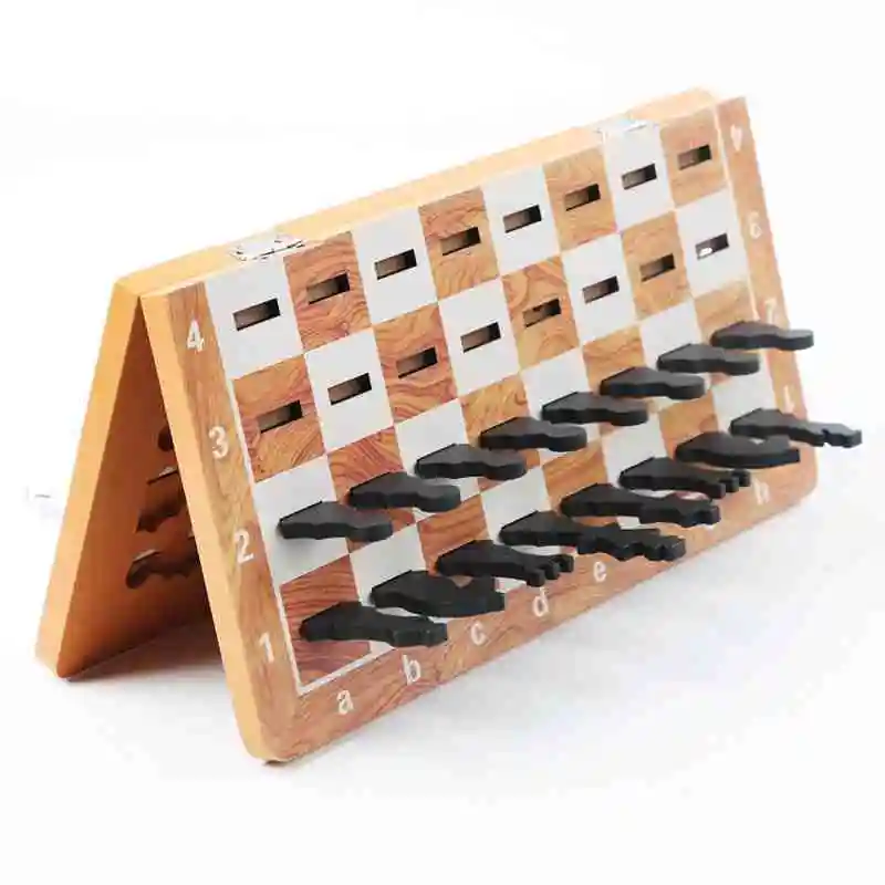 Children's Beginners Chess Game 29*14.5*2cm Folding Chess Board Groove Storage Chess Pieces Game Special High-end Chess Gift