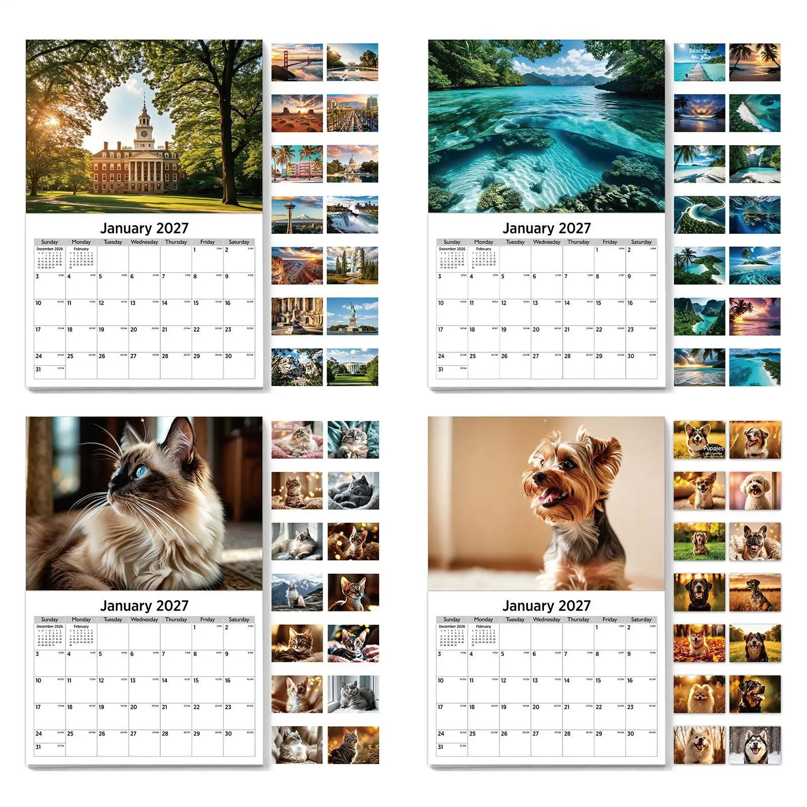 2027 Large Desktop Calendar 12-month Hangable Paper Monthly Desk Planner Big Grid Wall Calendar For Home, School, Reading