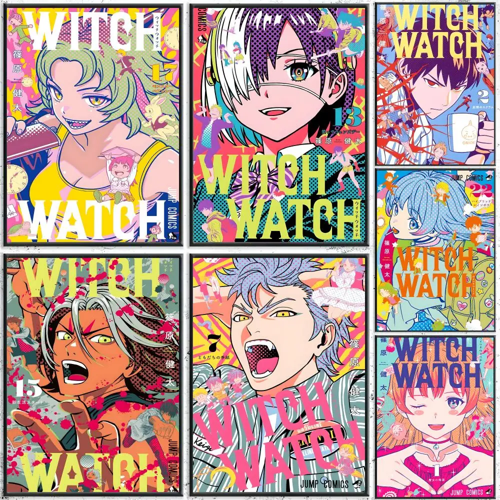 Anime WITCH WATCH Poster Self-Adhesive Waterproof Wall Stickers, Coffee Bar Home Wall Decor