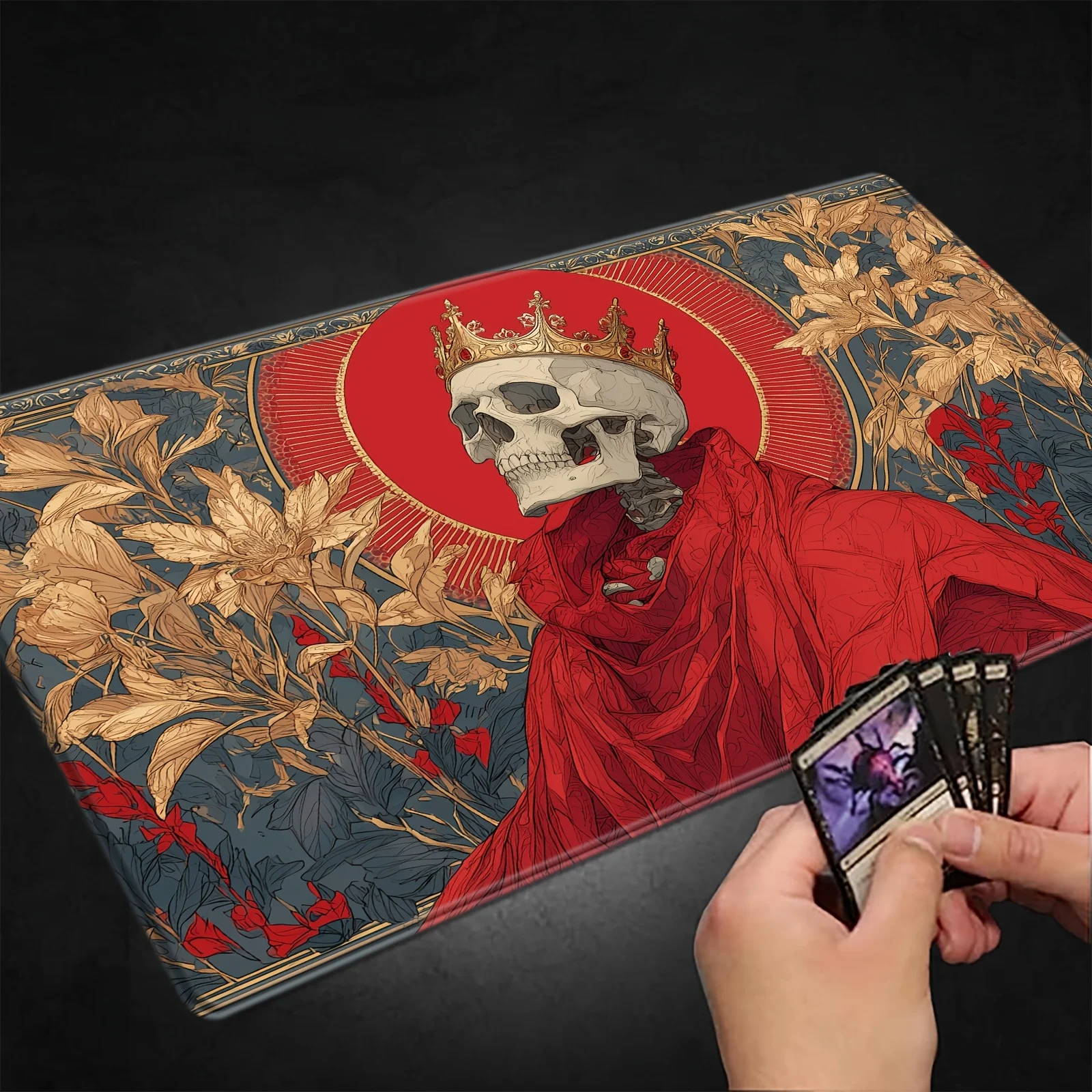 رائعة الهيكل العظمي الرعب الفن ماجيك حفلة لعبة حصيرة المطاط دائم لألعاب MTG وTCG ماوس الوسادة مكتب عمل الحصير تصميم ودية