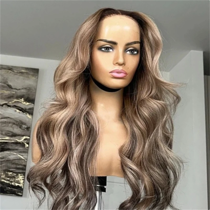 

Cosplay Wigs High Density Wigs Ombre Brown Blonde Synthetic HD Lace Front Wig Realistic Preplucked Hairline Wig For Women Daily