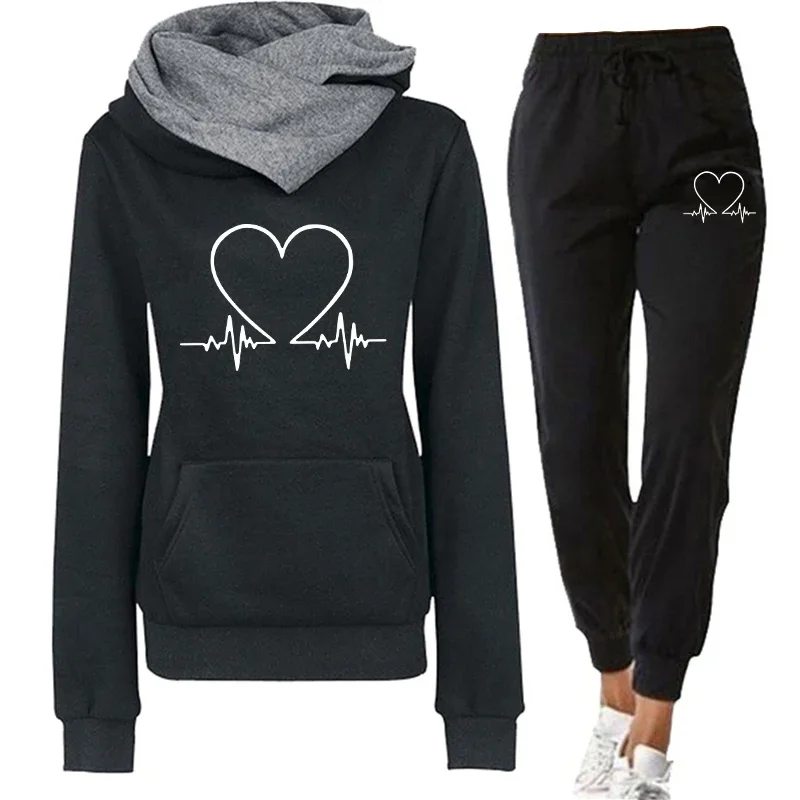 Conjunto de dos piezas de chándal para mujer, sudaderas con capucha y pantalones cálidos para invierno, jerséis, sudaderas para mujer, ropa para