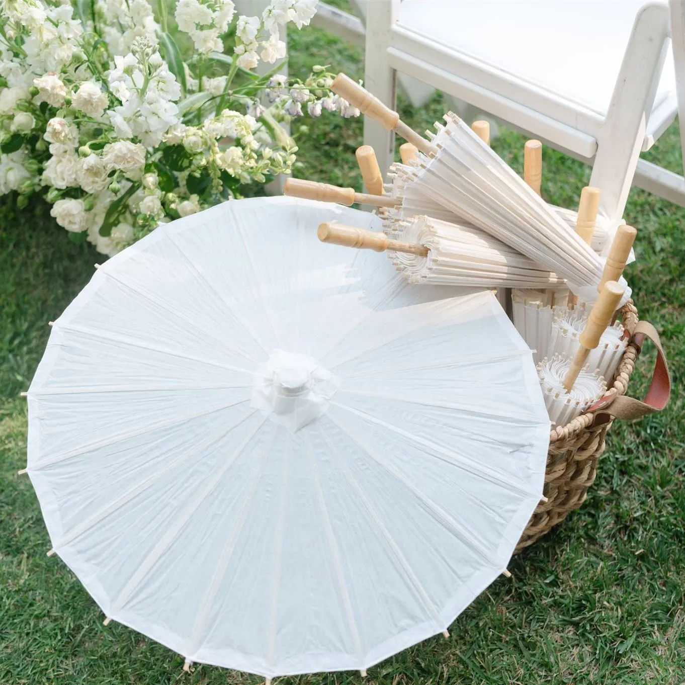 60/80 cm weißer Vintage-Sonnenschirm, DIY-Papier-Bambus-Sonnenschirm, Hochzeitsdekorationen im