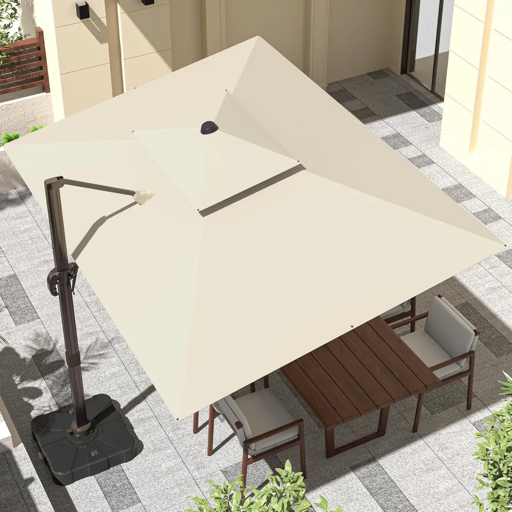 

9' X 12' Cantilever Outdoor Patio Umbrellas, with Base Included, Large Rectangle Umbrella Heavy Duty 360°Rotation
