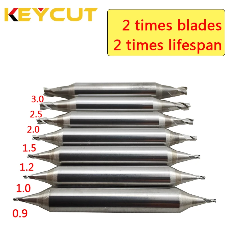 Double 3-Flute Milling Cutter of 1.0mm 1.2mm 1.5mm 2.0mm 2.5mm for WENXING DEFU SILCA MATRIX Manual Key Duplictor Machine