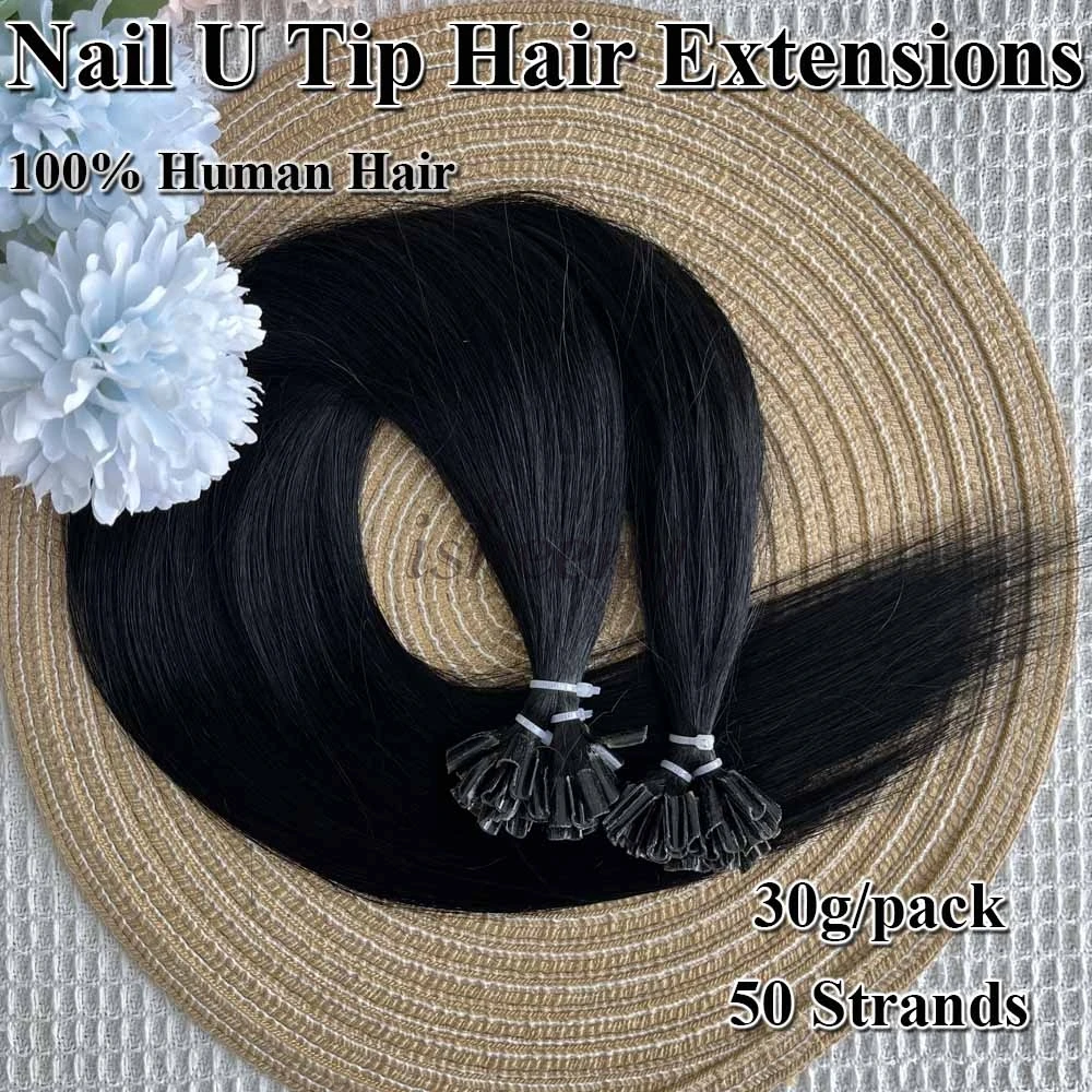 Isheeny مسمار U تلميح وصلات شعر شعر بشري حقيقي الكيراتين الشعر التمديد الانصهار الطبيعي للنساء 12 بوصة-20 بوصة 30 جرام/الحزمة