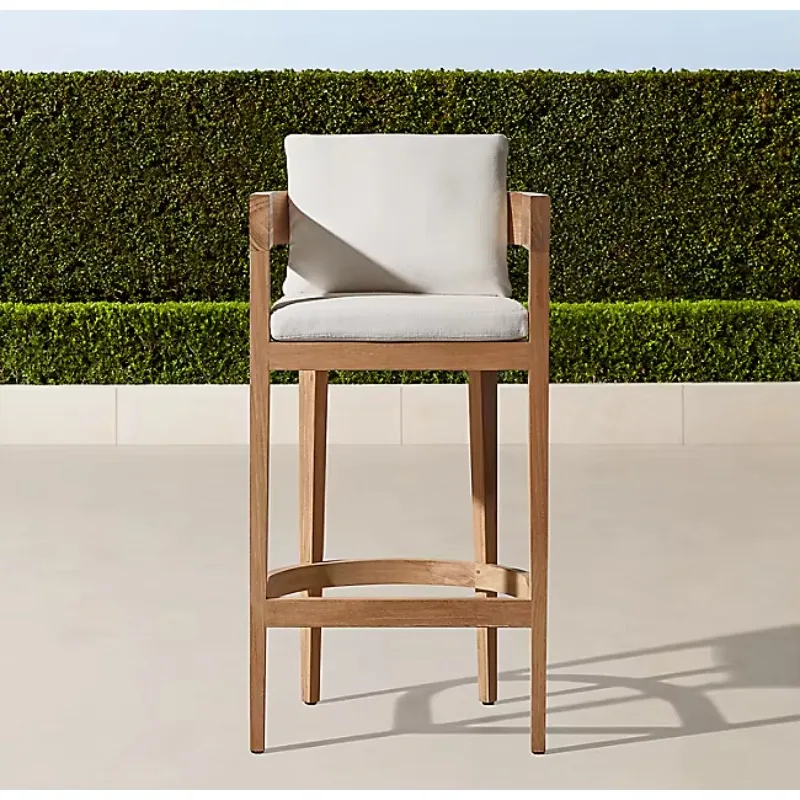 Outdoor luxury garden furniture, high seat curved backrest solid teak bar tables and chairs