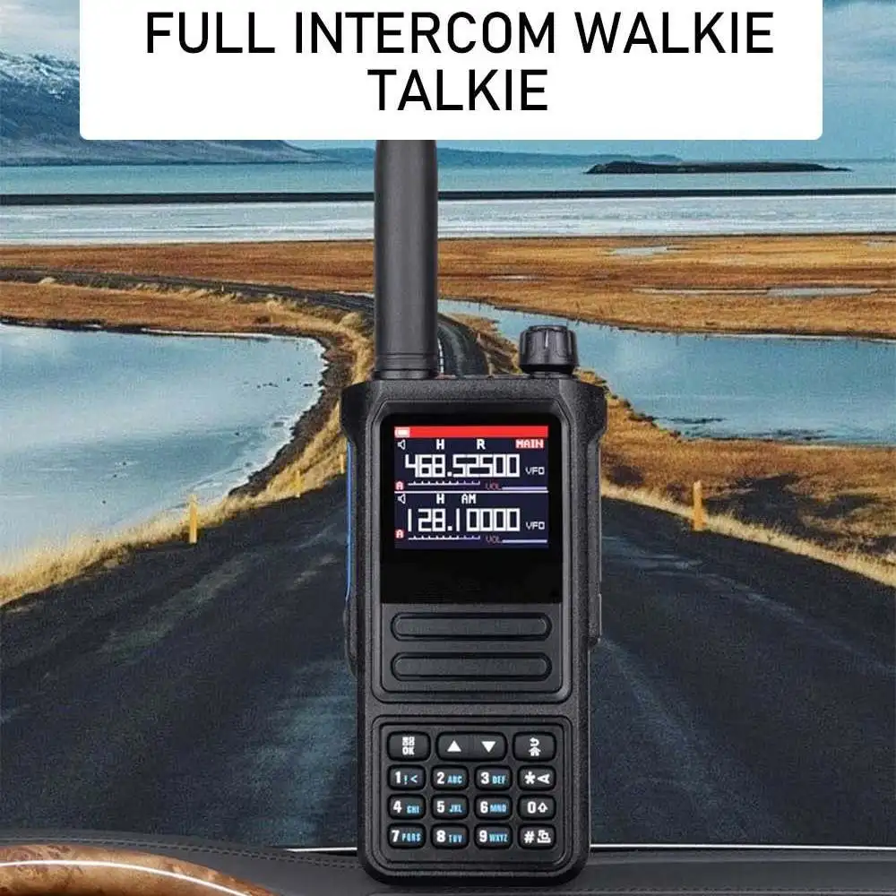 Walkie Talkie IP67 senter LED 256 saluran, Senter LED tahan air dengan fitur Alarm SOS VHF/UHF daya tinggi, Radio genggam dua arah