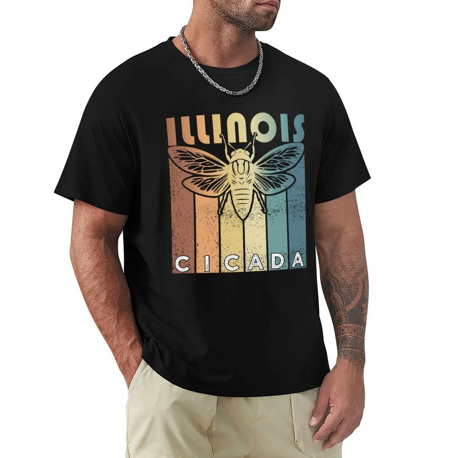 Retro Illinois2024 Cicada Summer Swarm, Vintage Cicada T-Shirt t shirt men 100% cotton luxury brand T-Shirt