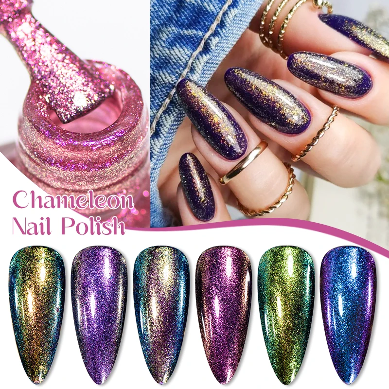 8 ml Chamäleon-Nagellack, natürlich, trocken, zeitsparend, langlebig, glitzernd, Nagellack für Maniküre, DIY, Nagelzubehör, Design