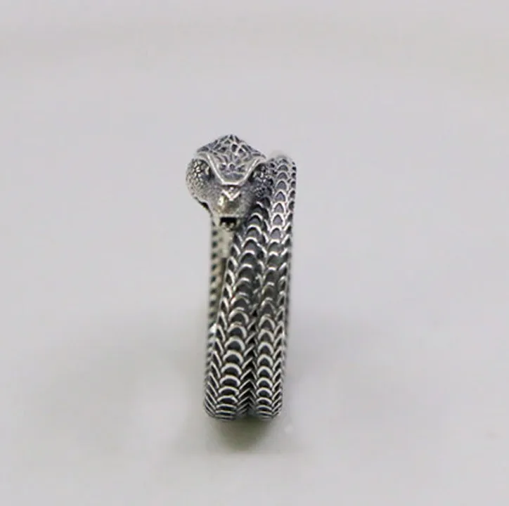 

British style European and American men's snake ring with retro style index finger snake shaped winding 925 sterling silver vint