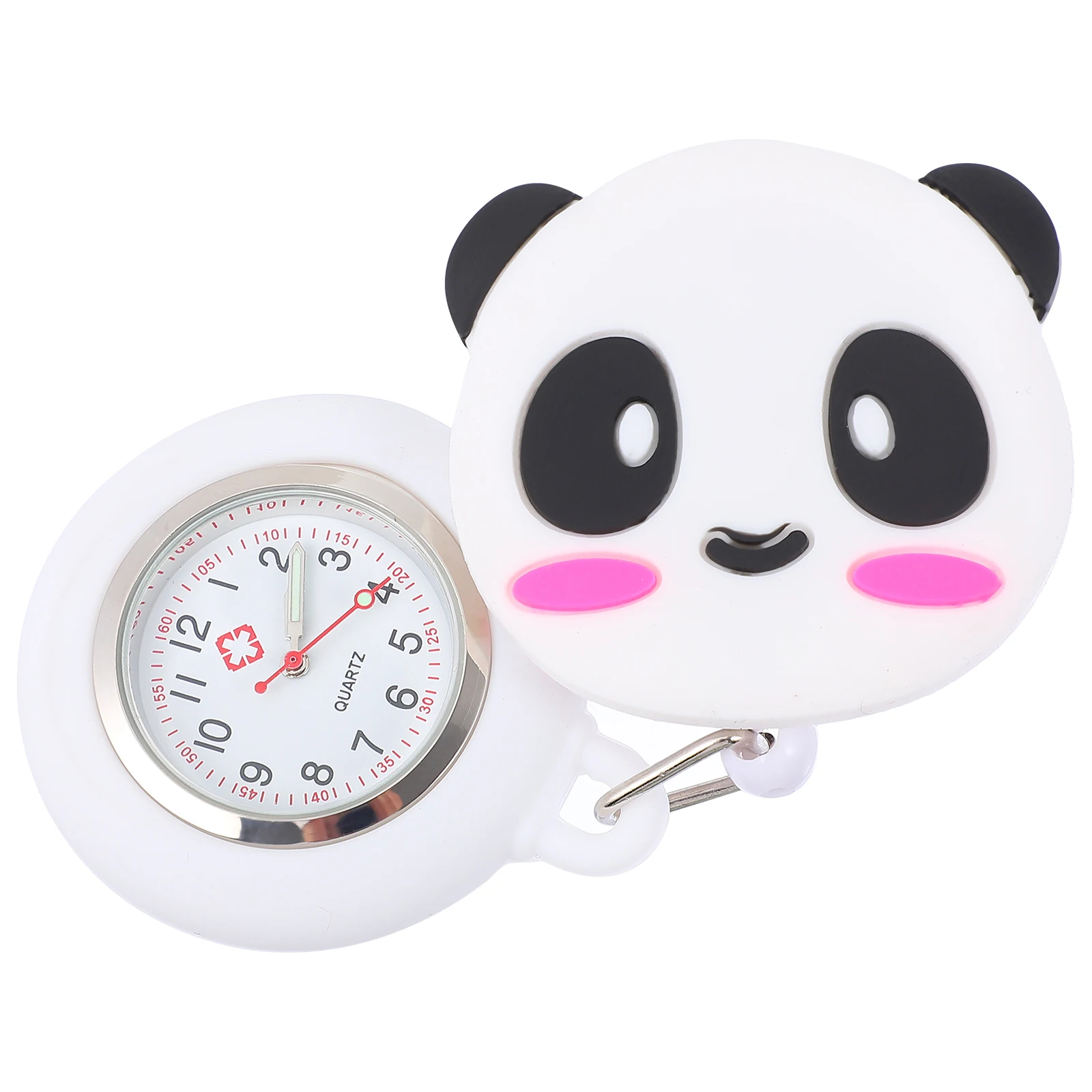 

Soft Silicone Nurse Watch Zinc Alloy Stretchable Cartoon Head Clip Pocket Watch White Color Gift