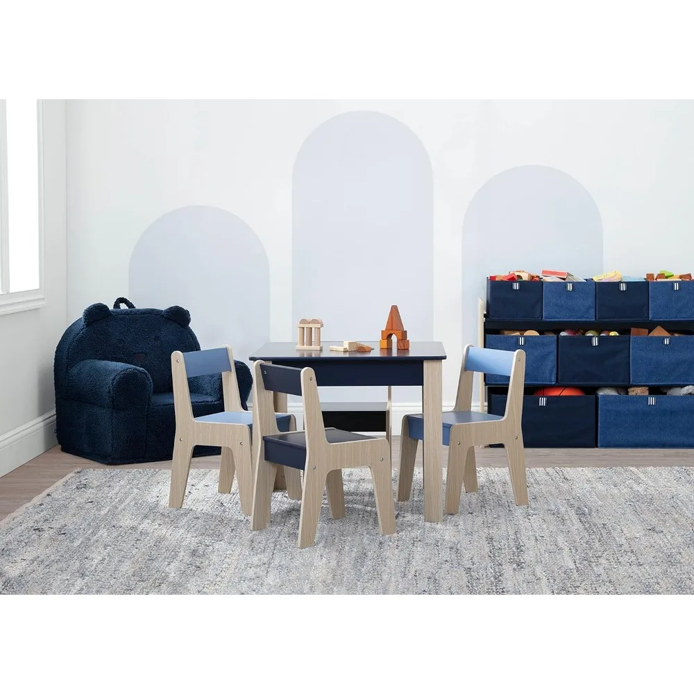 GI-GapKids-Ensemble table et chaises pour enfants, Greenguard Gold, ignorez, bleu marine, naturel, table d'étude pour enfants