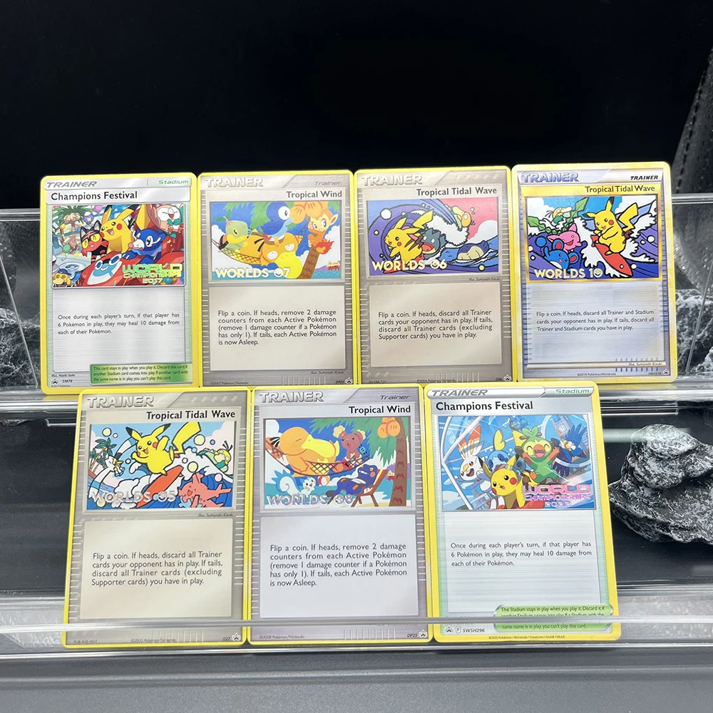 1PCS/7PCS DIY PTCG 포켓 컬렉션 카드 시리즈 영어 버전 귀여운 피츄 희귀 자작 세트 클래식 게임 애니메이션 카드 선물