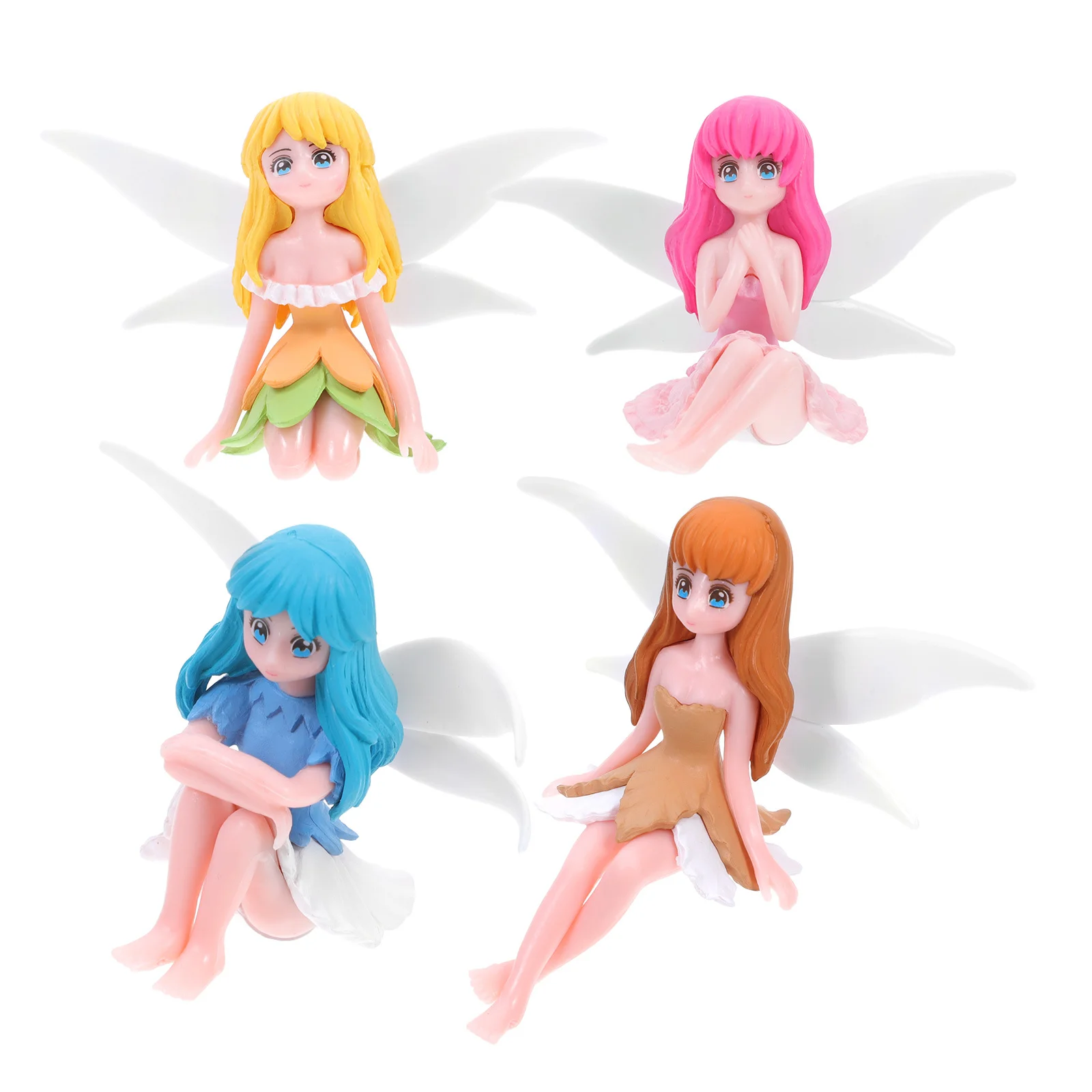 

4Pcs Moss Micro Landscape Decorations Adorable Flower Fairy Statues for Garden Home Office Miniature Fairy Ornament Potted Plant